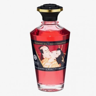 Huile chauffante Vin pétillant fraise - jeu coquin pour couple